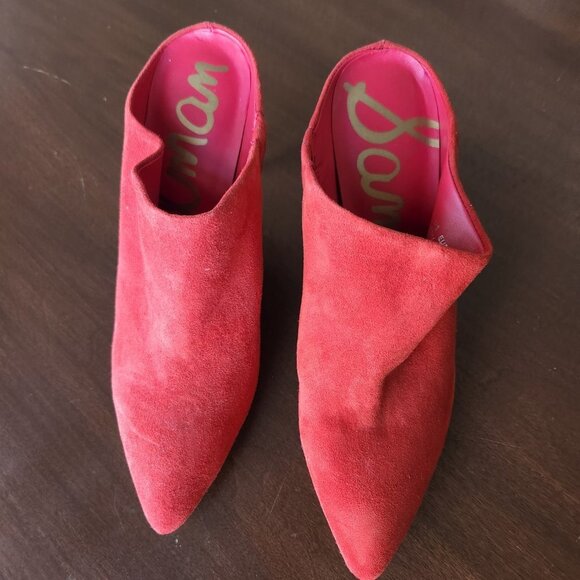Sam Edelman Red Suede Slides With Heels NWOT Sz 7 ½ - Picture 9 of 9